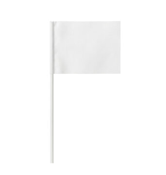 White blank small hand flag on stick isolated. Event promotion pennant mockup.