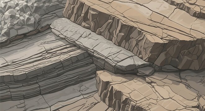 Textured Rock Formation Layers in Desert Vale