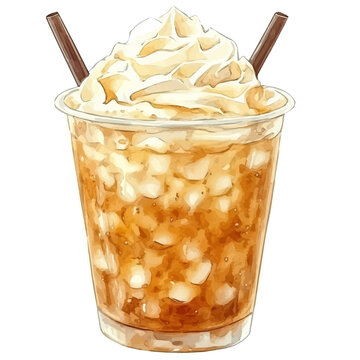 watercolor painting of Tapioca Pudding graphic, isolated on a white background.