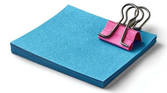 Blue blank sticky note paper for note, message, office or business tag sign, isolated with clipping path on white background, white backgrounded.