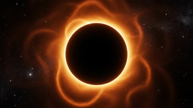 A mesmerizing animation of a total solar eclipse with a vibrant, energetic corona expanding and contracting. Ideal for science, space, and abstract projects.