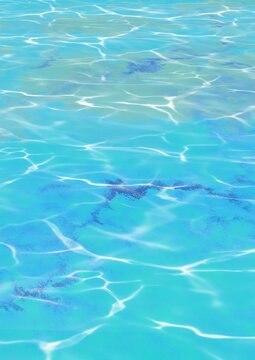 Blue water background, a painting depicting seawater and small waves is used as a background, with a bright blue color scheme.