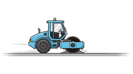 Blue Road Roller Compactor Vehicle Illustration. © Han's