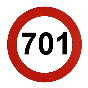 Illustration des Stra&szlig;enverkehrszeichens "Maximale Geschwindigkeit 701 Kilometer pro Stunde"	