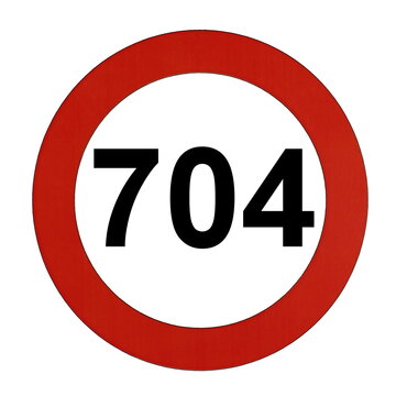 Illustration des Stra&szlig;enverkehrszeichens "Maximale Geschwindigkeit 704 Kilometer pro Stunde"	