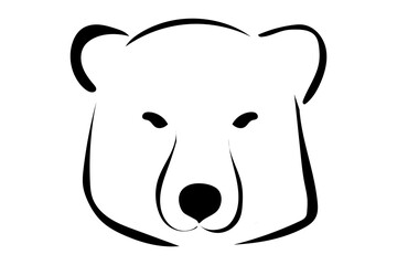 Naklejka premium Ink Abstract Bear Character Illustration. Wild Animal Cute Outline Portrait. Contour Drawn Decoration for Room Interior Poster Design. Graphic bear Mascot Head Isolated on Background