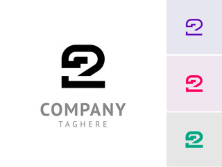Obraz premium Number 2, digital cyber numeral two, including set of four different multi colored number 2, vector illustration 10EPS