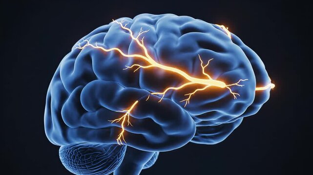 Human brain with neural activity