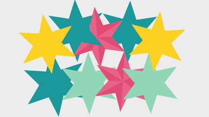 Fototapeta premium Colorful Star-shaped Paper Art with Bright Pink and Blue Stars on Light Gray Background