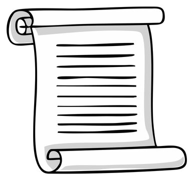 Cartoon scroll with generic text lines representing an ancient document or message