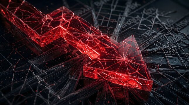 Red arrow representing financial crisis, economic downturn, and business risk. , modern corporate concept, texture background, copy space