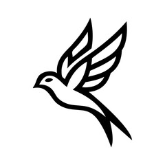 Símbolo libertad. Logotipo con dibujo sencillo con líneas de una golondrina volando de perfil  © teracreonte