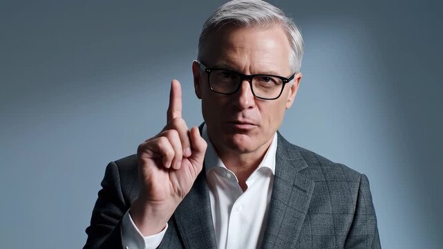 Man in suit with raised finger