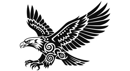 Fototapeta premium Stylized black and white eagle illustration showcasing strength and freedom in bold graphic design