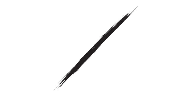 Black brush stroke diagonal line on white background.