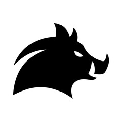 Logotipo con dibujo sencillo con silueta de la cabeza de un jabalí vista de perfil  © teracreonte