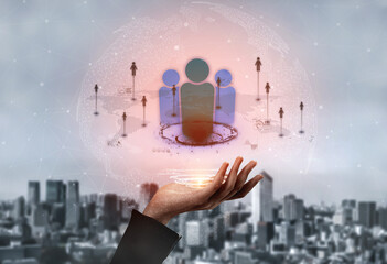 Obraz premium Professional networking expands business connections, fosters collaboration, and builds digital relationships for new opportunities. Vouch