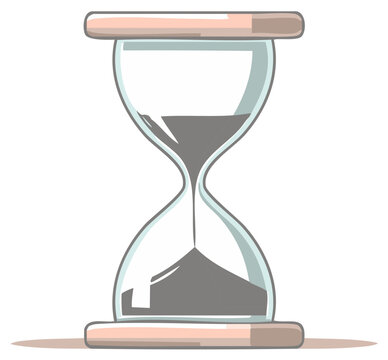 Artistic drawing of a classic hourglass with flowing sand measuring the passing of time