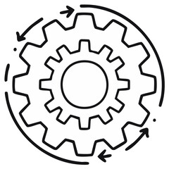 Obraz premium Cogwheel and circular arrows representing mechanical process and workflow