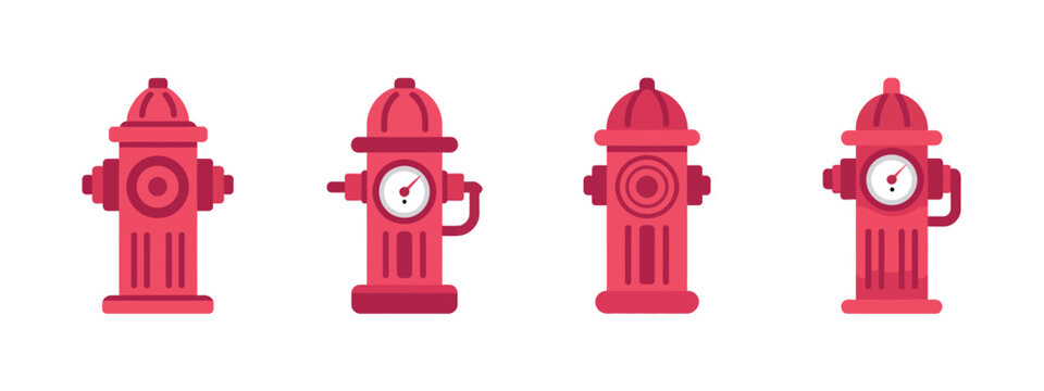 Red fire hydrant flat icon isolated, symbolizing firefighting, emergency water access, and urban infrastructure, clean vector illustration