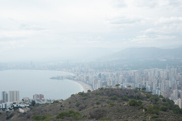 Fototapeta premium Benidorm coastline and beach skyline, Costa Blanca, Spain