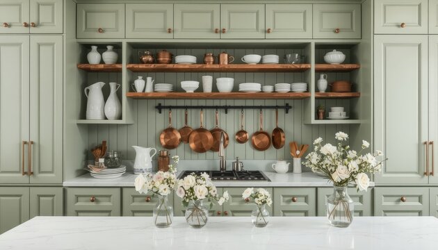 A curated kitchen designed for culinary inspiration, ideal for showcasing home decor, cooking tutorials, and lifestyle content