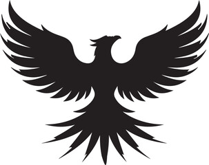 Obraz premium Black silhouette of a phoenix with outstretched wings, symbolizing rebirth and myth