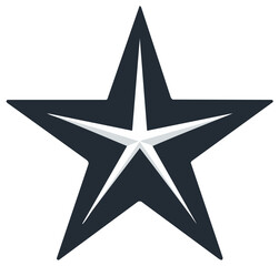 Fototapeta premium Modern black five-pointed star icon with a prominent white inner star a crisp graphic element