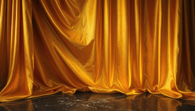 Golden Fabric Drapery Backdrop for Special Occasions, Award Ceremonies, and Elegant Presentations