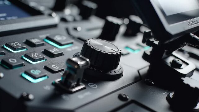 Modern Police Car Interior Tactical Command Center Console Close Up