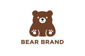 Obraz premium Cute Brown Sitting Bear Logo with 