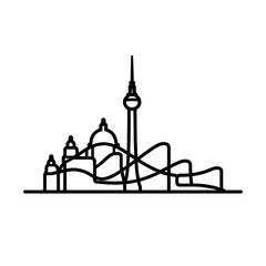 Fototapeta premium Berlin Skyline with Continuous Line Art – Minimalist Cityscape Illustration