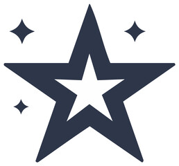 Fototapeta premium Elegant star vector icon with white interior and small sparkling stars surrounding the graphic