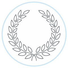 Obraz premium Laurel wreath in a circle, line art illustration for design and awards.