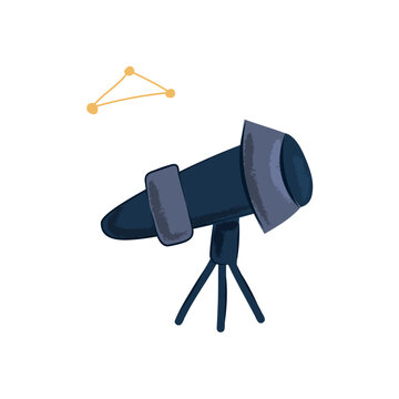 Cartoon Telescope Space Observation Vector Illustration