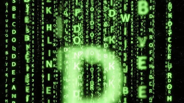 Green glowing letters on black background