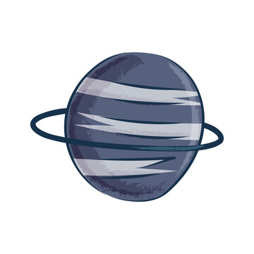 Cartoon Ringed Planet Saturn Space Illustration