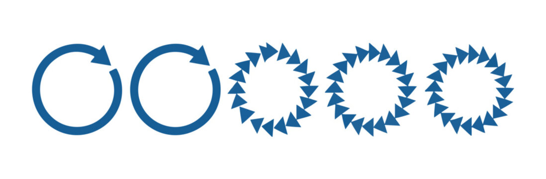 Teal blue circular arrow icons and repetitive triangular pattern loading symbols for website interface design