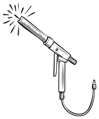 Naklejka premium Illustration of a pneumatic blow gun with air blowing out in a black outline