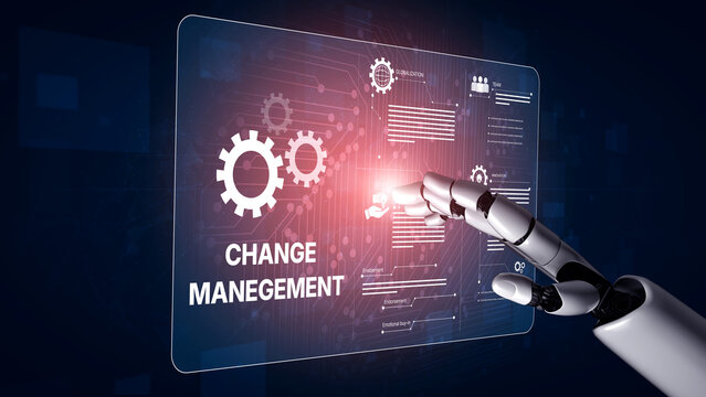 AI supports business transformation through change management strategies combining innovation, globalization, solution enablement, and team collaboration Vouch