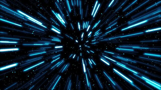 宇宙空間をワープする背景アニメーション（青）（ループ）