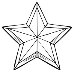 Obraz premium Single stylized five pointed star outline, celestial symbol illustration design for graphic resources and decoration.