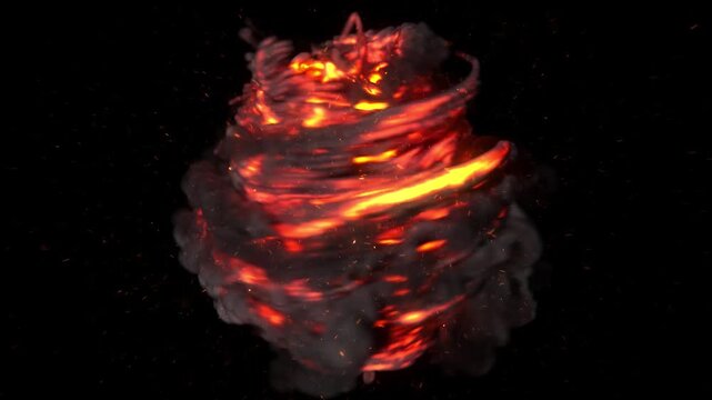 energetic fire burning explosion reveal on abstract black background.