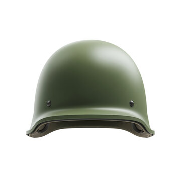 Green military combat protective safety helmet.