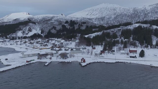 Aerial view of Tromso, Norway in winter