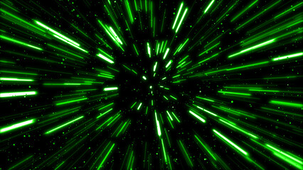 宇宙空間をワープする背景イラスト（緑）  © TOMO...