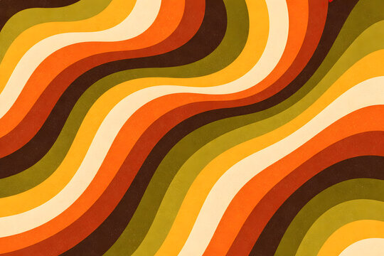 Retro 70s Wavy Striped Background
