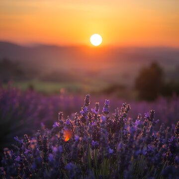 lavender flowers field sun setting background unwind golden sunset sky natural shaders good morning light space landscaping calming