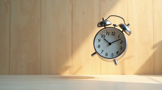 Reloj despertador retro con acabado cromado met&aacute;lico y una llamativa pantalla num&eacute;rica que parece flotar en el aire