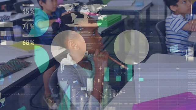 Animation of data processing over diverse schoolchildren learning